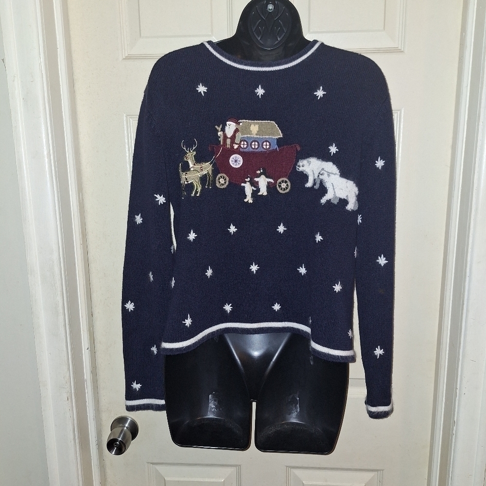 Christopher &Banks hand embroidered Christmas sweater size Medium